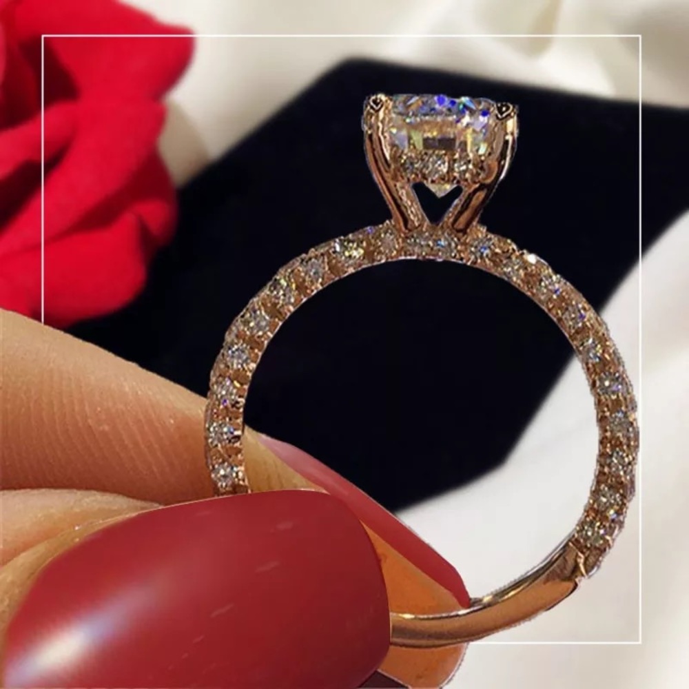 NEW Rose Gold Round Diamond Engagement Ring - Picture 4 of 6